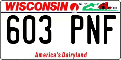WI license plate 603PNF