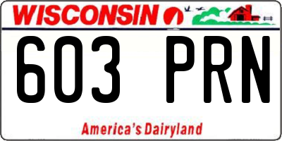 WI license plate 603PRN