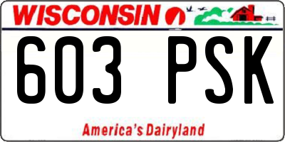 WI license plate 603PSK