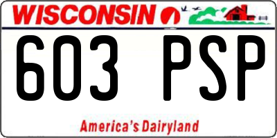 WI license plate 603PSP