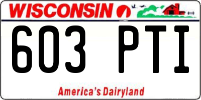 WI license plate 603PTI