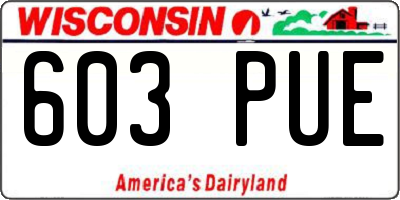 WI license plate 603PUE