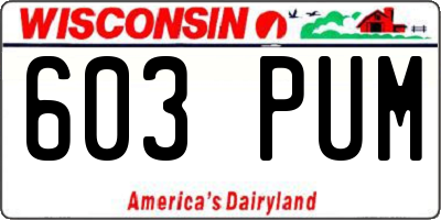 WI license plate 603PUM