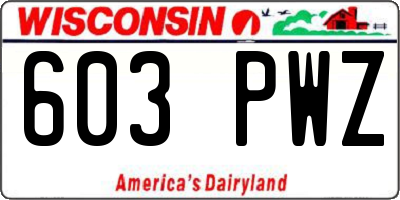 WI license plate 603PWZ
