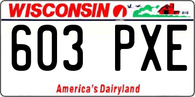 WI license plate 603PXE