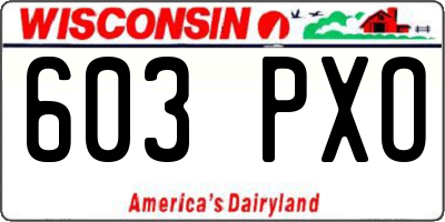 WI license plate 603PXO
