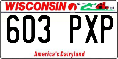 WI license plate 603PXP