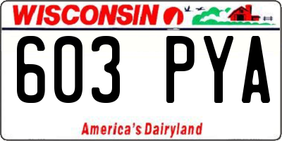 WI license plate 603PYA