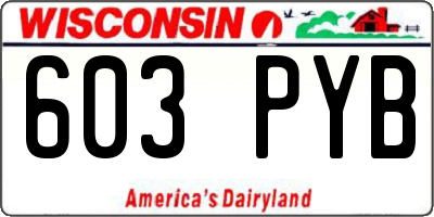WI license plate 603PYB