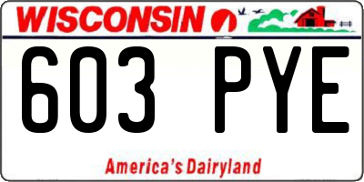 WI license plate 603PYE