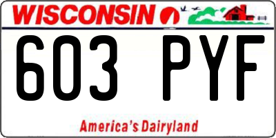 WI license plate 603PYF