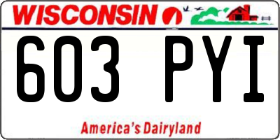 WI license plate 603PYI