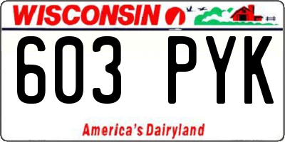 WI license plate 603PYK