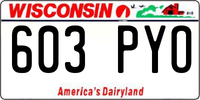 WI license plate 603PYO