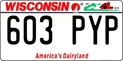 WI license plate 603PYP