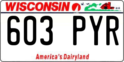 WI license plate 603PYR
