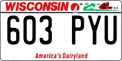 WI license plate 603PYU