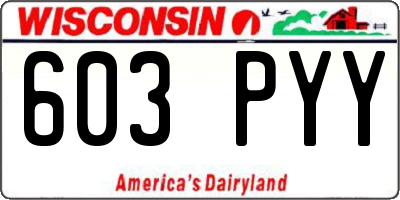 WI license plate 603PYY