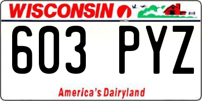 WI license plate 603PYZ