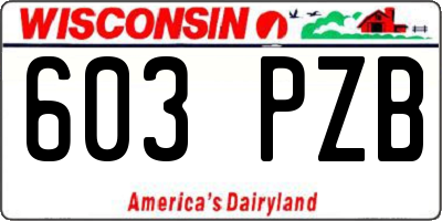 WI license plate 603PZB
