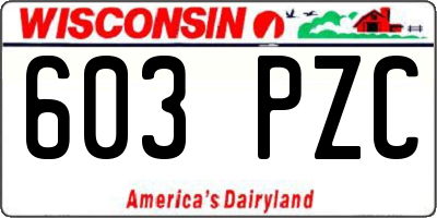 WI license plate 603PZC