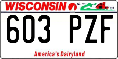 WI license plate 603PZF