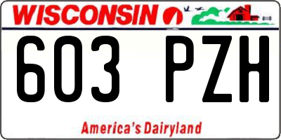 WI license plate 603PZH