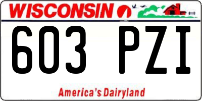 WI license plate 603PZI