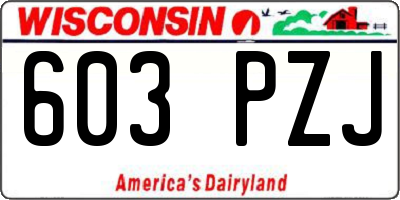 WI license plate 603PZJ