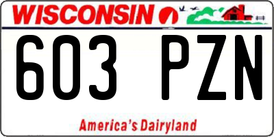 WI license plate 603PZN