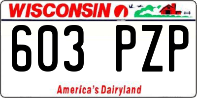 WI license plate 603PZP