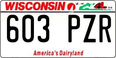 WI license plate 603PZR