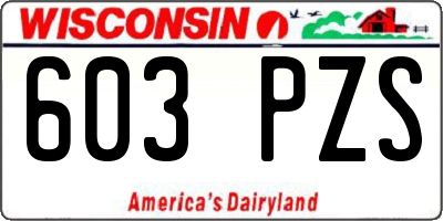 WI license plate 603PZS