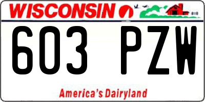 WI license plate 603PZW