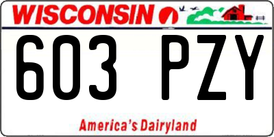 WI license plate 603PZY