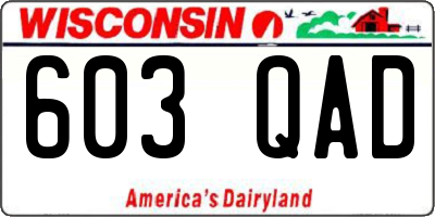 WI license plate 603QAD