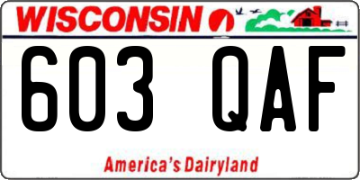 WI license plate 603QAF