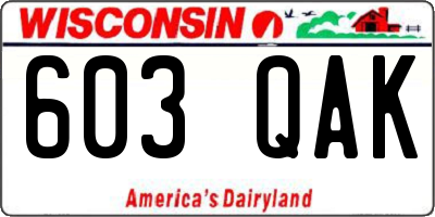 WI license plate 603QAK