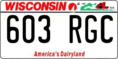 WI license plate 603RGC
