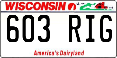WI license plate 603RIG