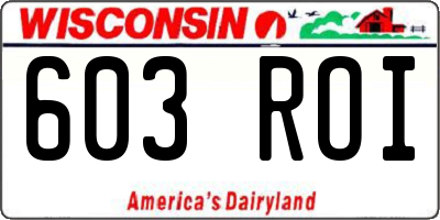 WI license plate 603ROI
