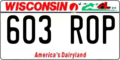 WI license plate 603ROP
