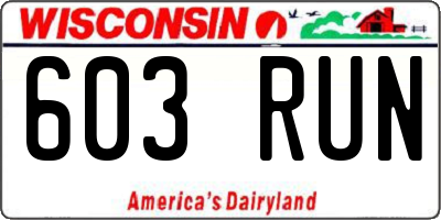 WI license plate 603RUN