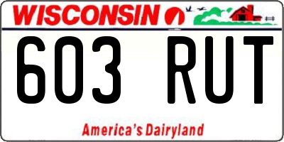 WI license plate 603RUT