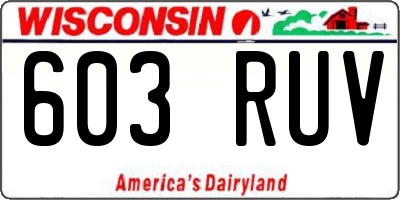 WI license plate 603RUV