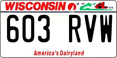 WI license plate 603RVW