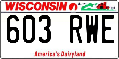 WI license plate 603RWE