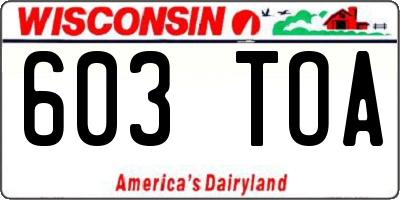 WI license plate 603TOA