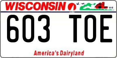 WI license plate 603TOE
