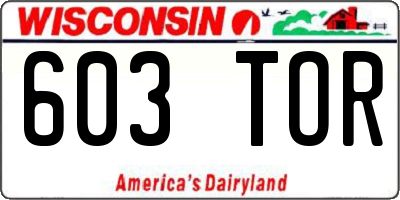 WI license plate 603TOR